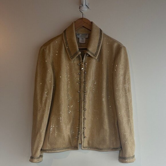 St. John Couture Vintage Evening Sequin Gold Jacket - Picture 2 of 8